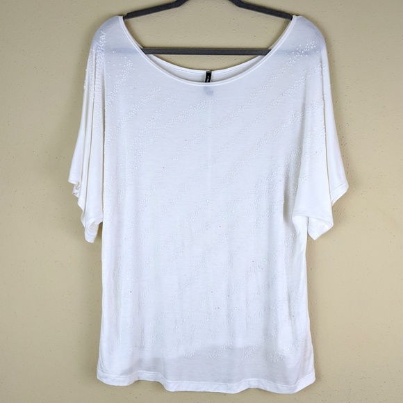 Semi-Sheer Scoop Neck Beads Sequins Top XL - Picture 2 of 8